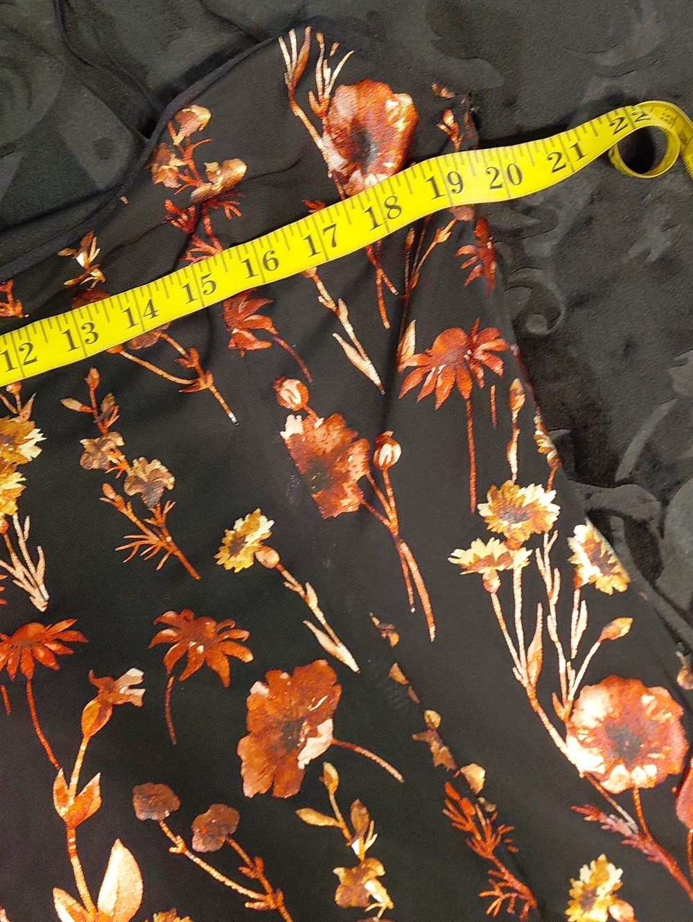 DOLLSKILL CURRENT MOOD MAXI XXL Black Slip Dress with Burnt Orange Floral Print - Picture 13 of 16